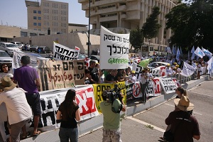 מפגינים מול ישיבת הממשלה - צילום: אייל מורג 