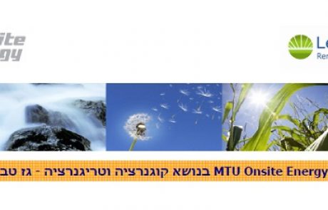 הזמנה לסמינר בנושא מערכות קוגנרציה וטריגנרציה ע"י שימוש בגז טבעי, ביוגז, ודיזל