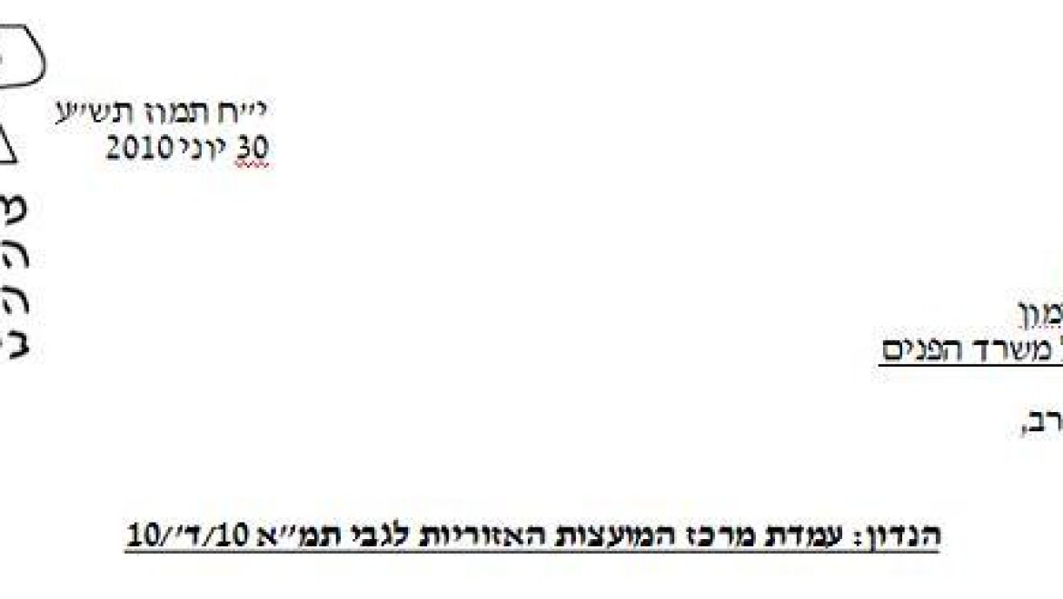 בלעדי: נייר העמדה של מרכז המועצות האזוריות נגד המלצות חוקר תמ"א 10